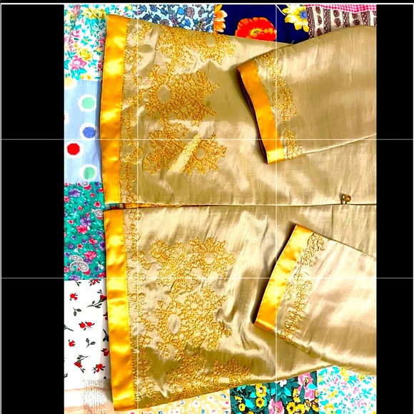 Traditional Chinese Silk Mid Length Coat Fully Lined Gold Color Size M NWT - Picture 7 of 12